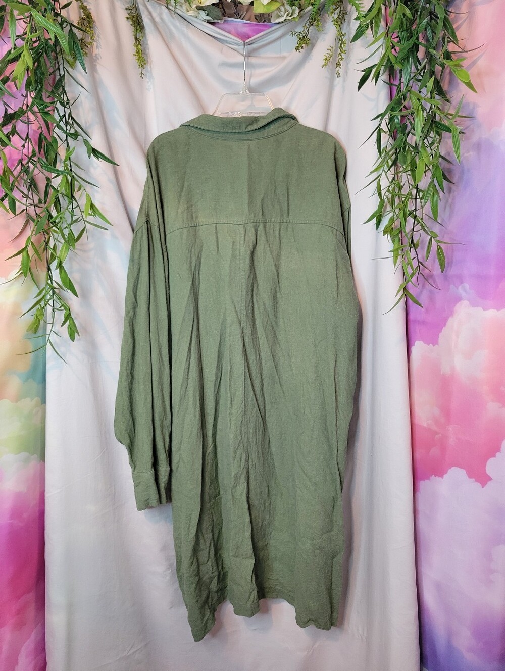 Old Navy Olive Green Long Sleeve Shirt Dress - Picture 6 of 11